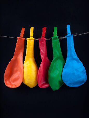 Unused Party Baloons on the Rope closeupの写真素材