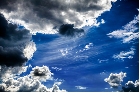 Storm Clouds on the Blue Sky Background