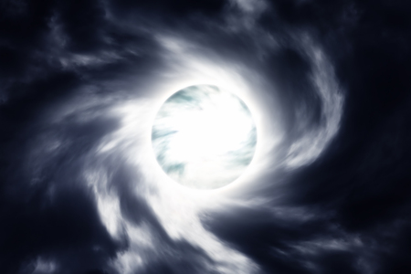 Blurred Swirl in the Dark Storm Cloudsの写真素材