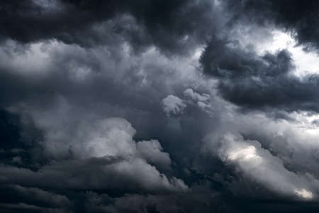 Dramatic Dark Clouds before Thunder Storm and Rainの写真素材