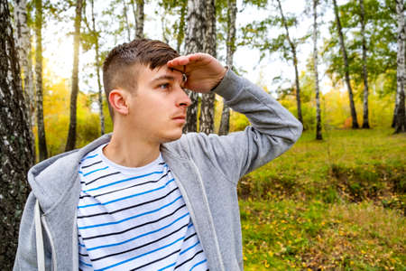 Lost Young Man in the Forest Alone