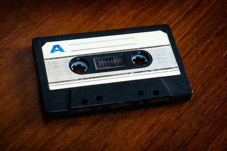 Old Audio Cassette on the Table closeupの写真素材