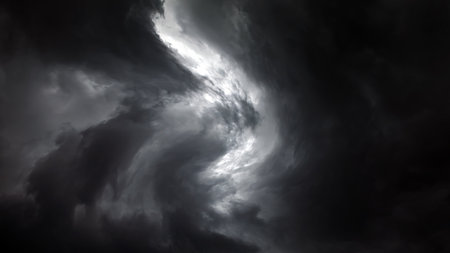 Blurred Whirlwind in the Dark Storm Cloudsの写真素材