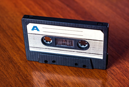 Old Audio Cassette on the Table closeupの写真素材