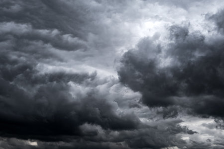 Dramatic Dark Rain Clouds before Thunder Storm for Backgroundの写真素材