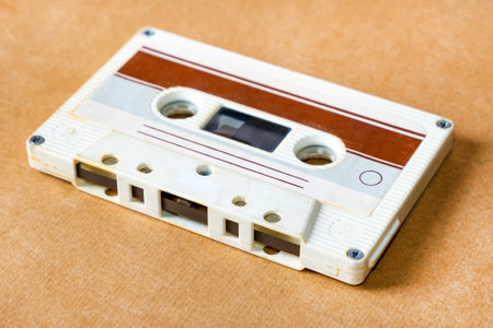 Old Audio Cassette on the Table closeupの写真素材