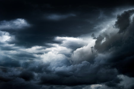 Dramatic Rain Clouds Background in the Stormy Weatherの写真素材