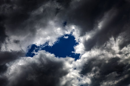 Dramatic Dark Rain Clouds before Thunder Storm for Backgroundの写真素材