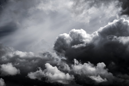 Dramatic Dark Rain Clouds before Thunder Storm for Backgroundの写真素材