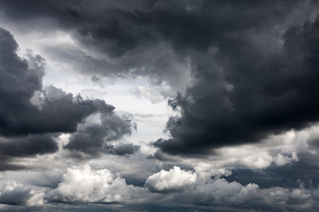 Dramatic Dark Rain Clouds before Thunder Storm for Backgroundの写真素材