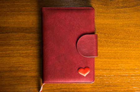 Red Heart Shape on the Book closeupの写真素材