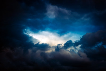 Dramatic Rain Clouds Background in the Stormy Weatherの写真素材