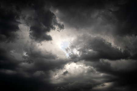 Dramatic Rain Clouds Background in the Stormy Weatherの写真素材