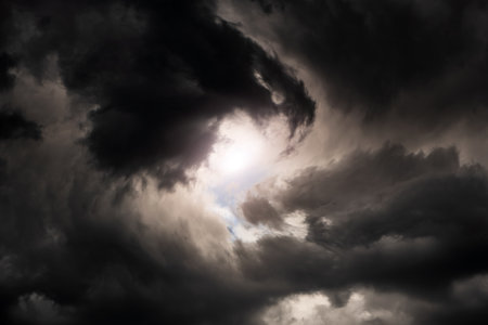 Blurred Whirlwind in the Dramatic Stormy Cloudsの写真素材
