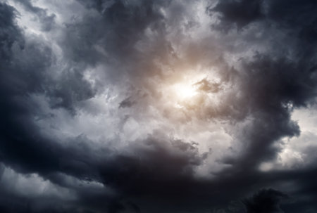 Dramatic Rain Clouds Background in the Stormy Weatherの写真素材