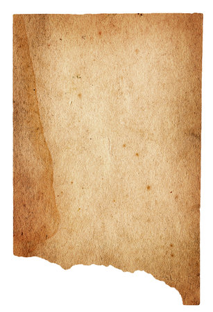 Texture of the Old and Vintage Paper Isolated on the White Backgroundの写真素材