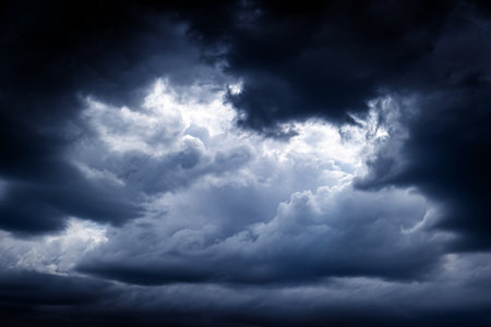 Dramatic Rain Clouds Background in the Stormy Weatherの写真素材