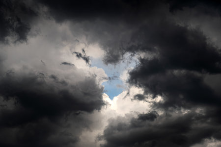 Dramatic Rain Clouds Background in the Stormy Weatherの写真素材