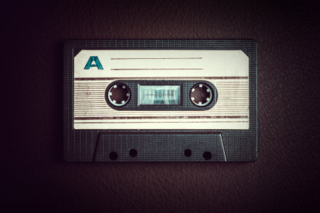 Old Audio Cassette on the Table closeupの写真素材