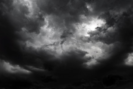 Dramatic Rain Clouds Background in the Stormy Weatherの写真素材