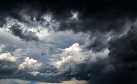 Dramatic Storm Clouds Background in the Stormy Weatherの写真素材