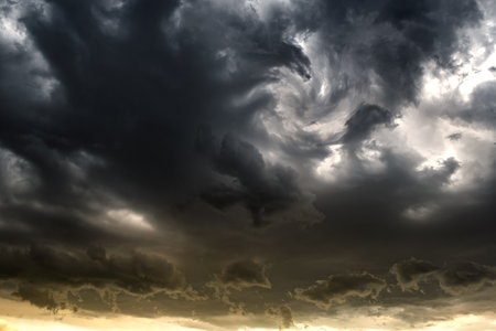 Dramatic Rain Clouds Background in the Stormy Weatherの写真素材