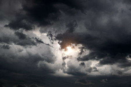 Dramatic Rain Clouds Background in the Stormy Weatherの写真素材