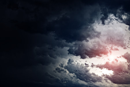 Dramatic Storm Clouds Background in the Stormy Weatherの写真素材