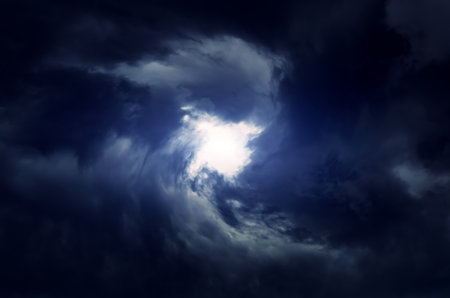 Blurred Whirlwind in the Dramatic Stormy Cloudsの写真素材