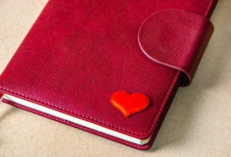 Red Heart Shape on the Book closeupの写真素材