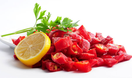 frozen red pepperの写真素材
