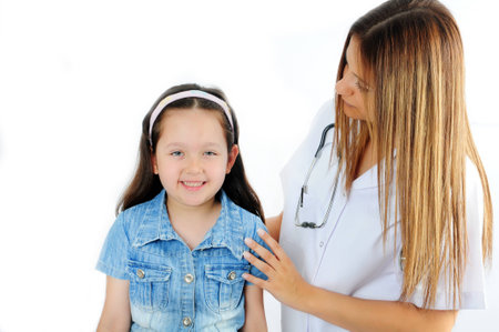 little boy with a doctor or nurseの写真素材