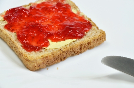 Strawberry jam on Toastの写真素材