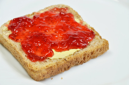 Strawberry jam on Toastの写真素材
