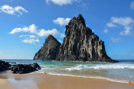 Fernando de Noronha. Pernambuco, Brazil. Morro Dois Irmaos.のeditorial素材