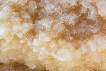 Dead Sea salts crystals, saltiest lake, close up. Macro of white crystals, rock sea salt. Selective focus, shallow depth of field. High detailed background of Crystallized Dead Sea-salt.の写真素材