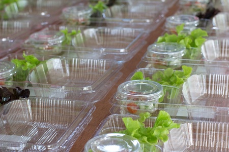 Prepare rice for out door eating in plastic box