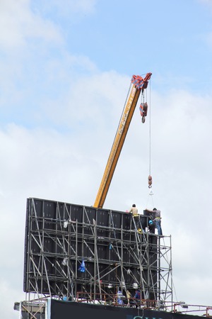 LCD billboard outdoor setup workingの写真素材