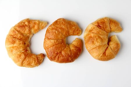 croissant bakery on white background table lighting  toneの写真素材