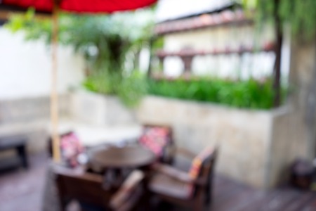 blur terrace outdoor coffee shop sitting areaの写真素材