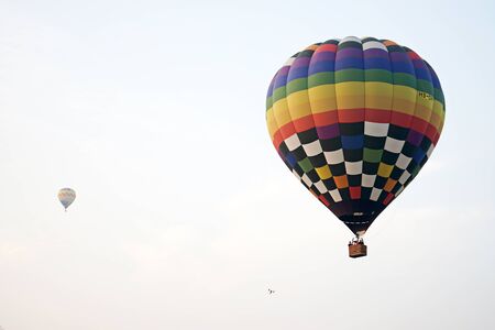 CHIANGMAI, THAILAND-March 4 : Two hot air balloon flying from Thailand International Balloon Festival 2016, on March 4, 2016 in Chiangmai, Thailandのeditorial素材
