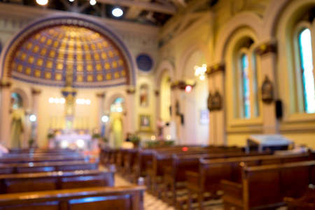 blur yellow building saint joseph catholic church ayutthaya thailand