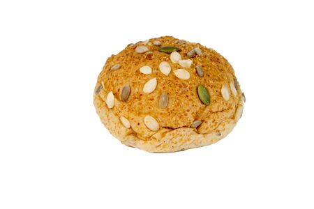 grains  whole wheat  bun bread on white backgroundの写真素材