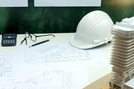 architect or engineer working on table show work man and woman for business project