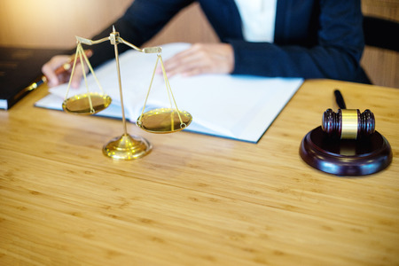 businesswoman leader of the group in law firm corporate and judge court concept woman headの写真素材