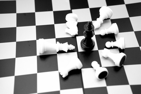 image of chess board  no people in the photo ,setting chess player and move action.の写真素材