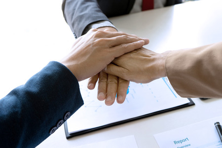 Group of Hand be together show power of team and teamwork.