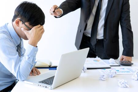 Boss angry and fell bad shouting at his workers staff  who can not done good job. Worker feeling...