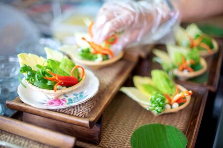 Prepare for table set, vegetable craft food carving.の写真素材