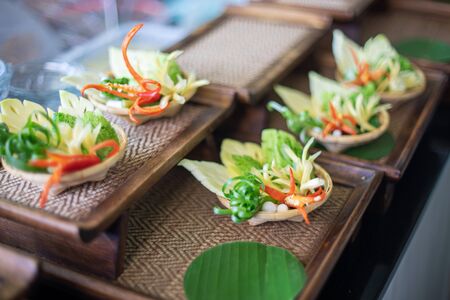 Prepare for table set, vegetable craft food carving.の写真素材